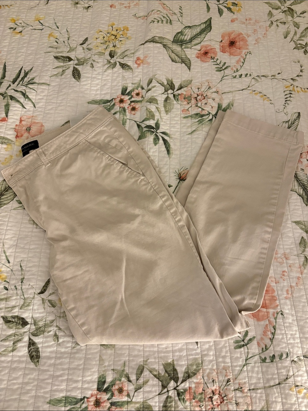 Banana Republic Straight-Leg Pants in Cream